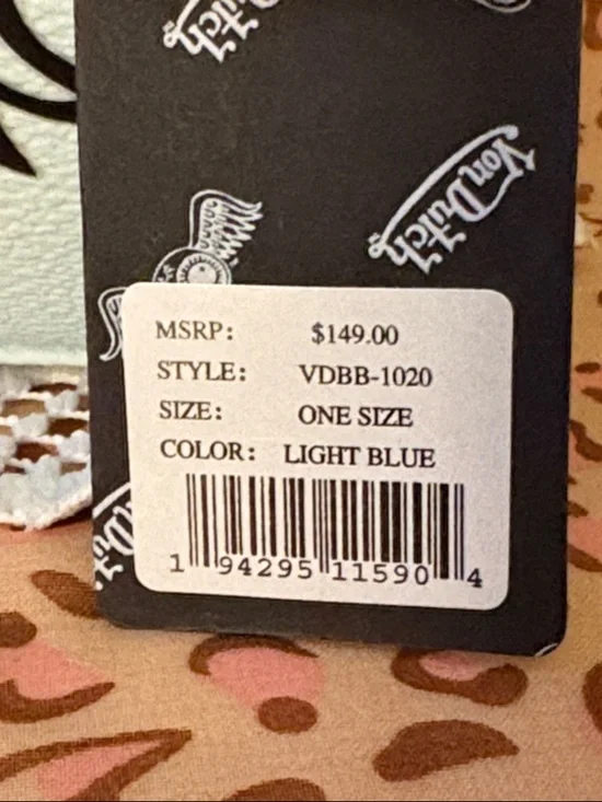 Von Dutch light blue Mini Satchel with Black Eyewing Graphic - Picture 5 of 13